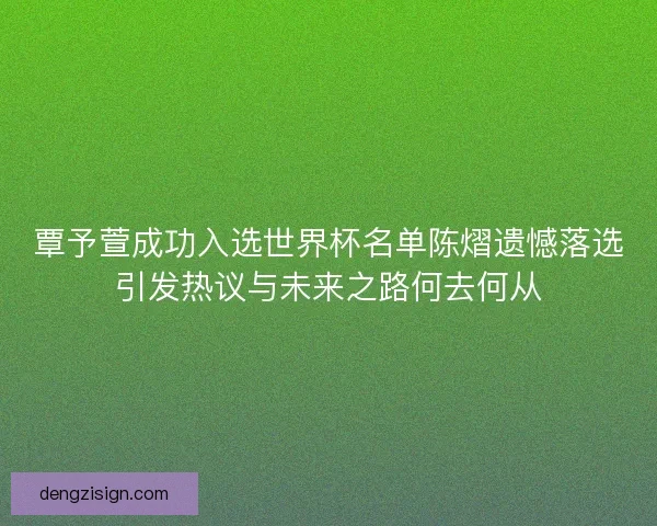 覃予萱成功入选世界杯名单陈熠遗憾落选引发热议与未来之路何去何从